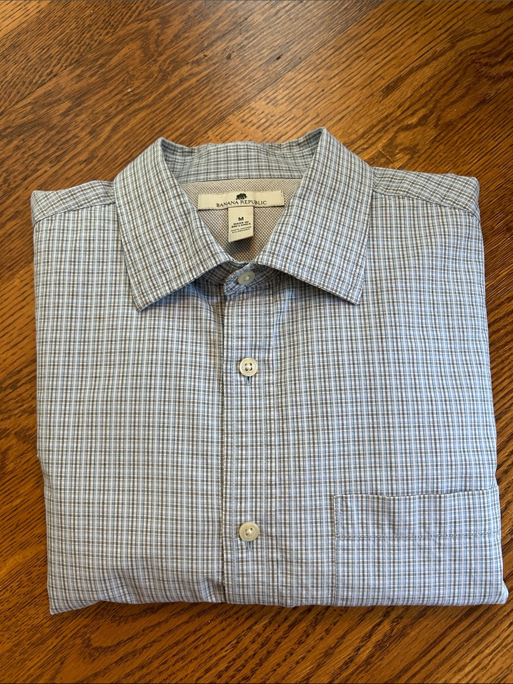 Banana Republic Blue Checked Dress Shirt